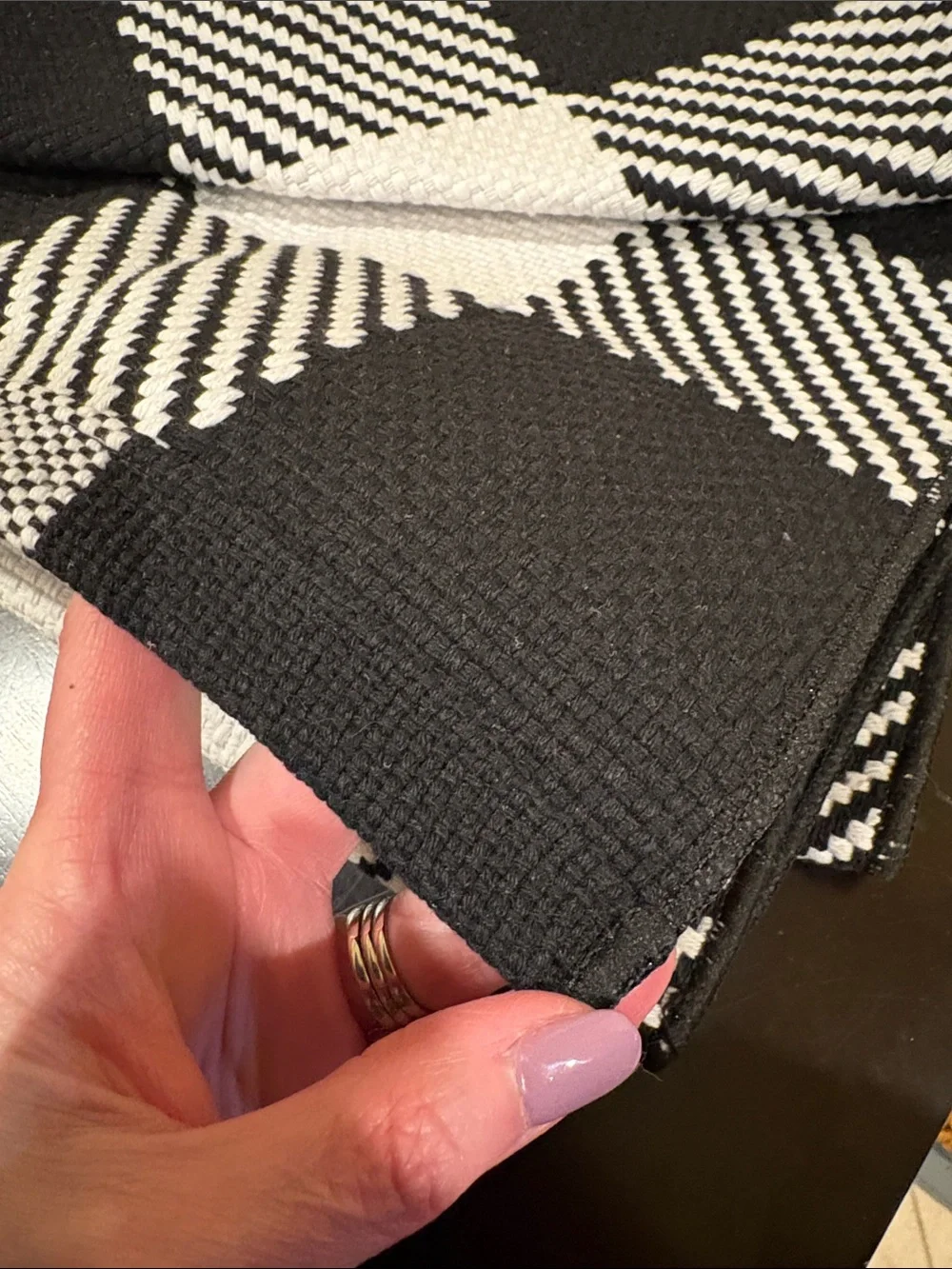 Softer Charm Black White Checker Cotton Indoor Outdoor Rug Door Mat 2’4” x 3’7”